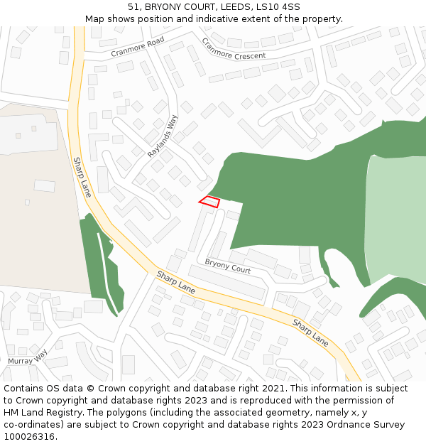 51, BRYONY COURT, LEEDS, LS10 4SS: Location map and indicative extent of plot