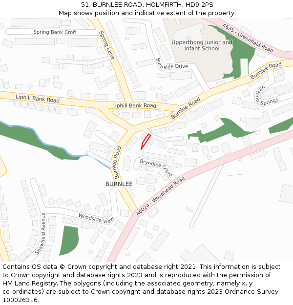51, BURNLEE ROAD, HOLMFIRTH, HD9 2PS: Location map and indicative extent of plot