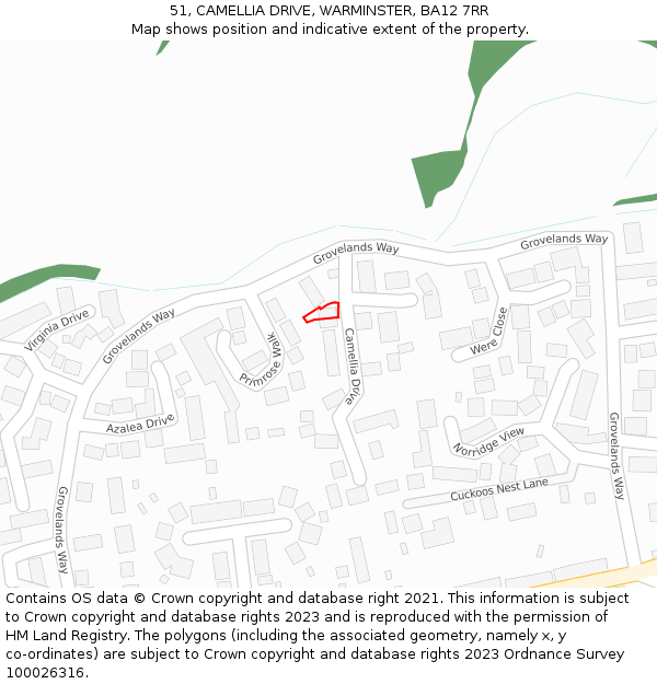 51, CAMELLIA DRIVE, WARMINSTER, BA12 7RR: Location map and indicative extent of plot