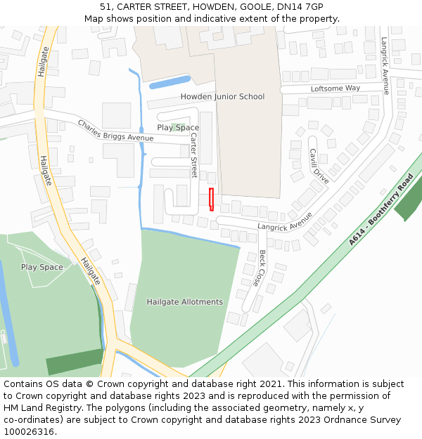 51, CARTER STREET, HOWDEN, GOOLE, DN14 7GP: Location map and indicative extent of plot