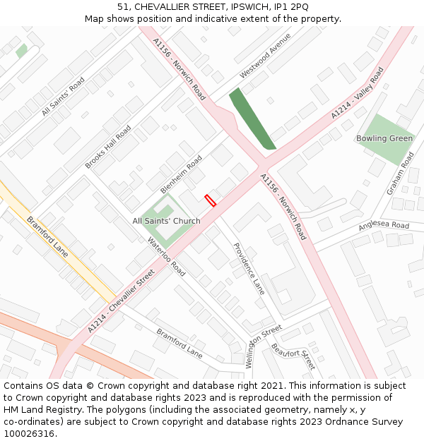 51, CHEVALLIER STREET, IPSWICH, IP1 2PQ: Location map and indicative extent of plot