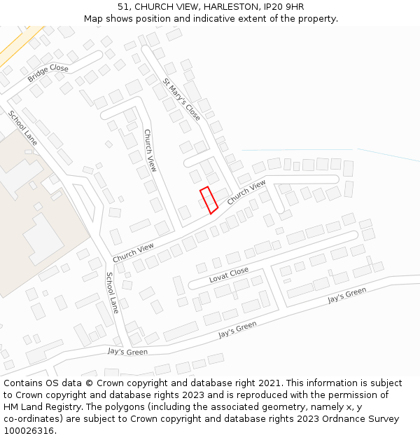 51, CHURCH VIEW, HARLESTON, IP20 9HR: Location map and indicative extent of plot