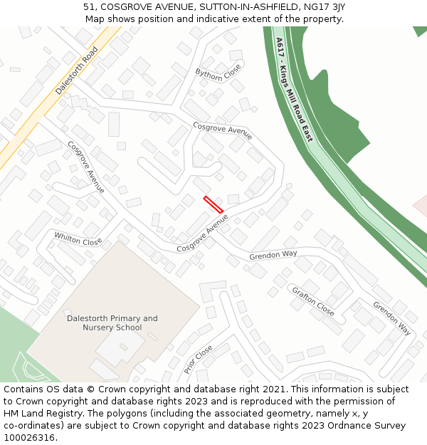 51, COSGROVE AVENUE, SUTTON-IN-ASHFIELD, NG17 3JY: Location map and indicative extent of plot