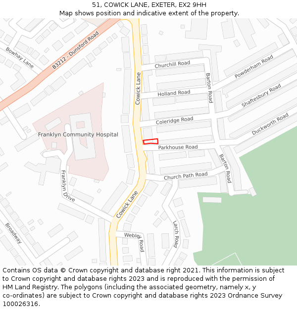 51, COWICK LANE, EXETER, EX2 9HH: Location map and indicative extent of plot
