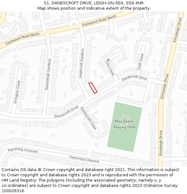 51, DANESCROFT DRIVE, LEIGH-ON-SEA, SS9 4NR: Location map and indicative extent of plot