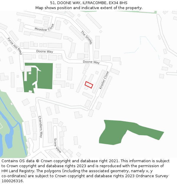 51, DOONE WAY, ILFRACOMBE, EX34 8HS: Location map and indicative extent of plot