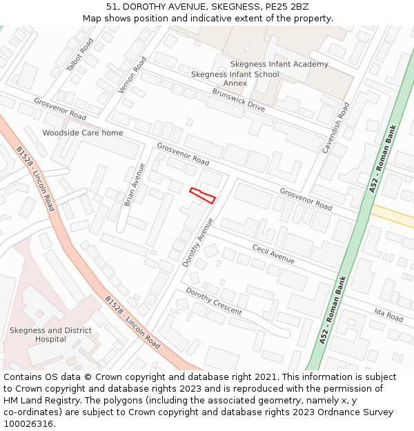 51, DOROTHY AVENUE, SKEGNESS, PE25 2BZ: Location map and indicative extent of plot