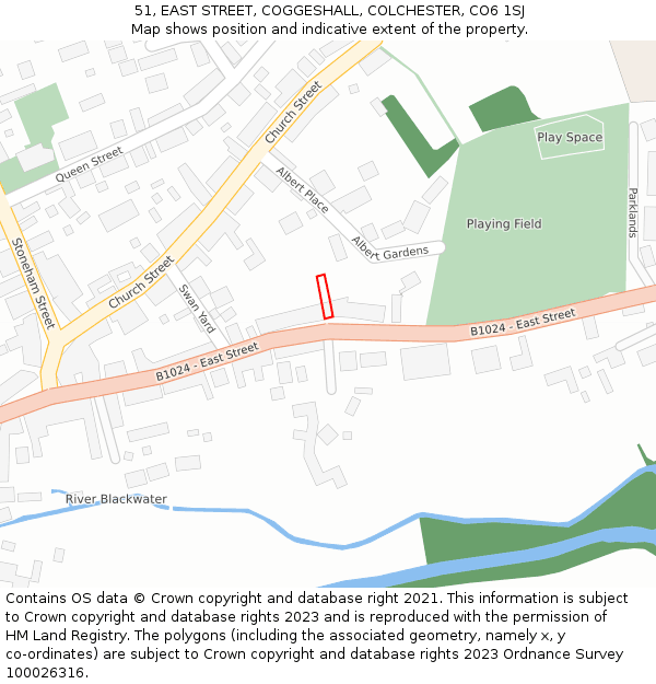 51, EAST STREET, COGGESHALL, COLCHESTER, CO6 1SJ: Location map and indicative extent of plot
