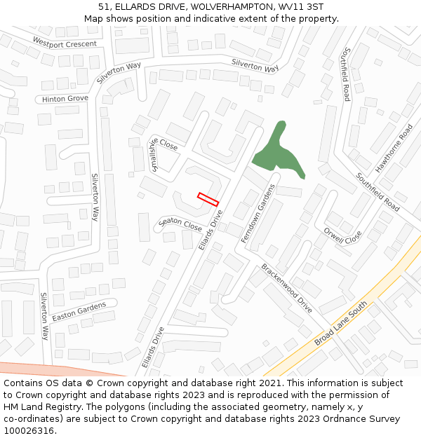 51, ELLARDS DRIVE, WOLVERHAMPTON, WV11 3ST: Location map and indicative extent of plot