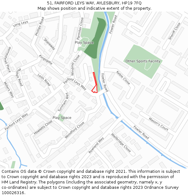 51, FAIRFORD LEYS WAY, AYLESBURY, HP19 7FQ: Location map and indicative extent of plot