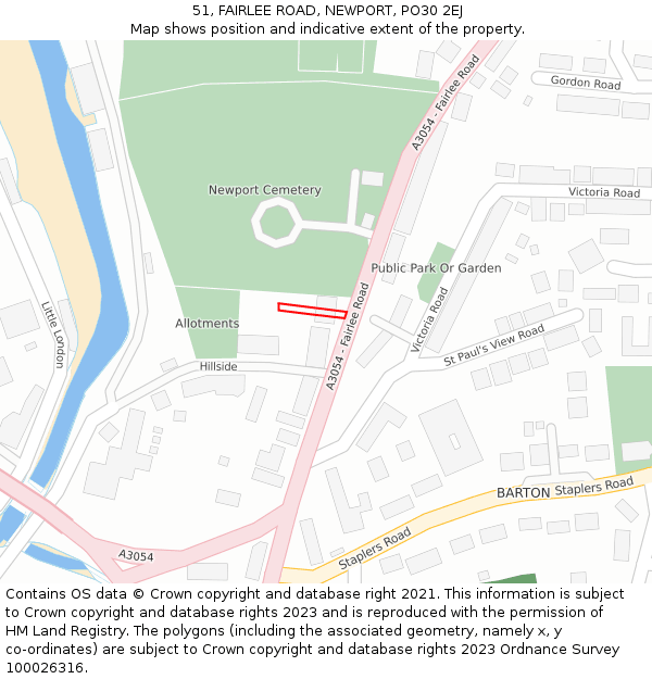 51, FAIRLEE ROAD, NEWPORT, PO30 2EJ: Location map and indicative extent of plot