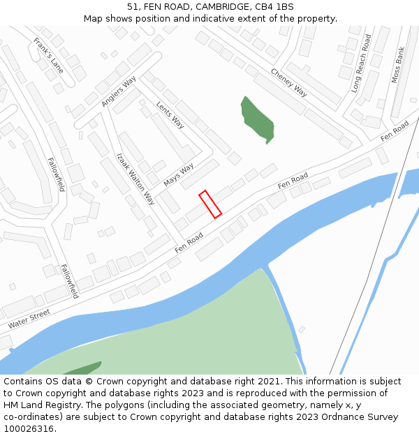 51, FEN ROAD, CAMBRIDGE, CB4 1BS: Location map and indicative extent of plot