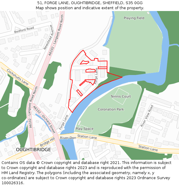 51, FORGE LANE, OUGHTIBRIDGE, SHEFFIELD, S35 0GG: Location map and indicative extent of plot