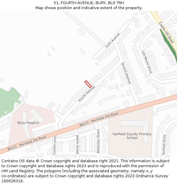 51, FOURTH AVENUE, BURY, BL9 7RH: Location map and indicative extent of plot