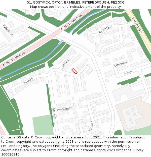 51, GOSTWICK, ORTON BRIMBLES, PETERBOROUGH, PE2 5XG: Location map and indicative extent of plot