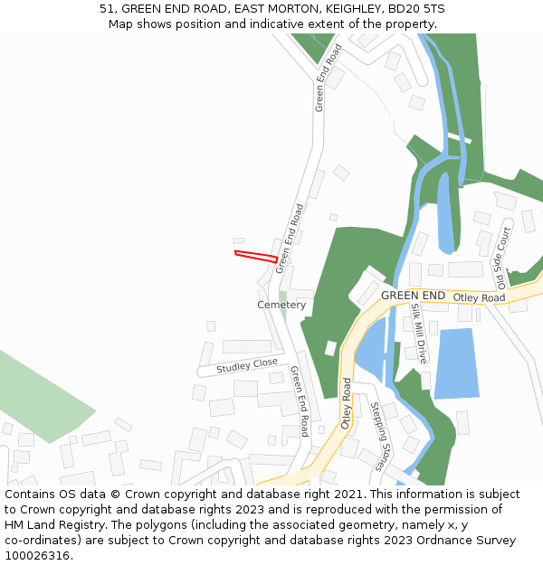 51, GREEN END ROAD, EAST MORTON, KEIGHLEY, BD20 5TS: Location map and indicative extent of plot