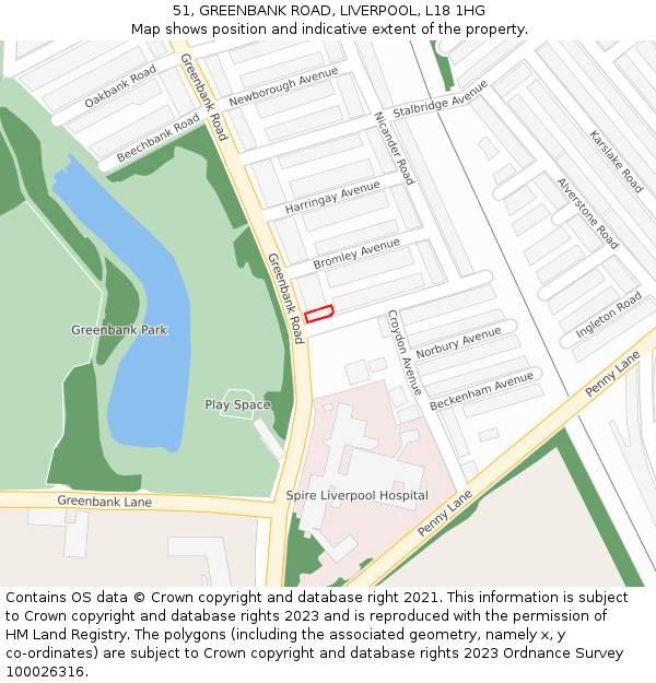 51, GREENBANK ROAD, LIVERPOOL, L18 1HG: Location map and indicative extent of plot