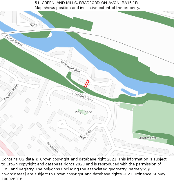 51, GREENLAND MILLS, BRADFORD-ON-AVON, BA15 1BL: Location map and indicative extent of plot