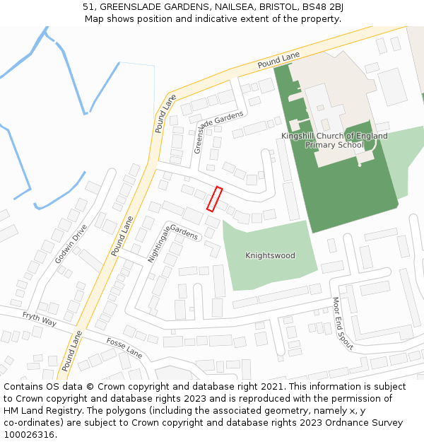 51, GREENSLADE GARDENS, NAILSEA, BRISTOL, BS48 2BJ: Location map and indicative extent of plot