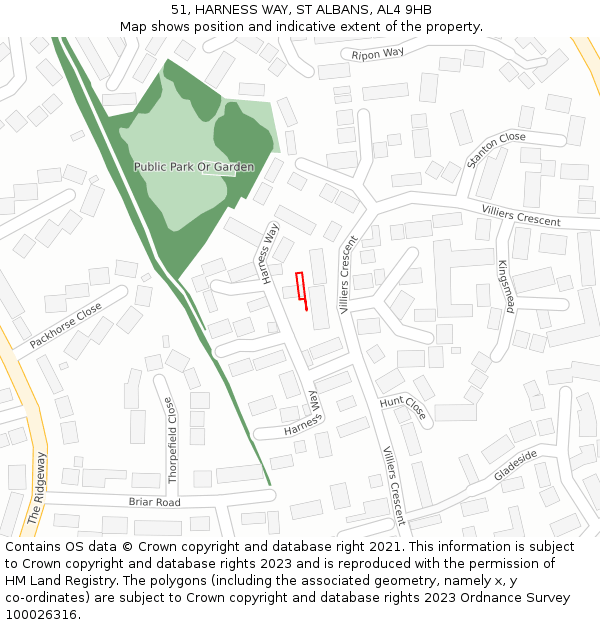51, HARNESS WAY, ST ALBANS, AL4 9HB: Location map and indicative extent of plot