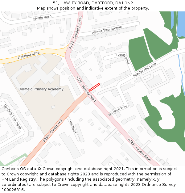 51, HAWLEY ROAD, DARTFORD, DA1 1NP: Location map and indicative extent of plot
