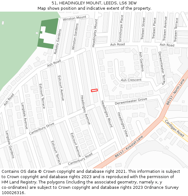 51, HEADINGLEY MOUNT, LEEDS, LS6 3EW: Location map and indicative extent of plot