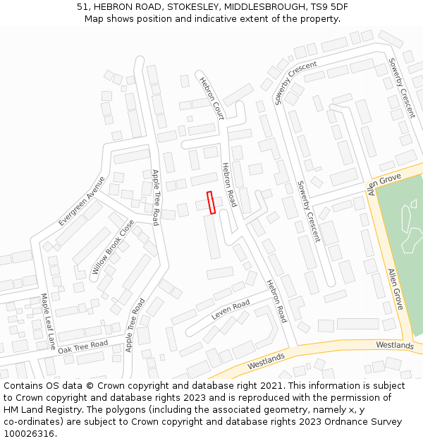 51, HEBRON ROAD, STOKESLEY, MIDDLESBROUGH, TS9 5DF: Location map and indicative extent of plot