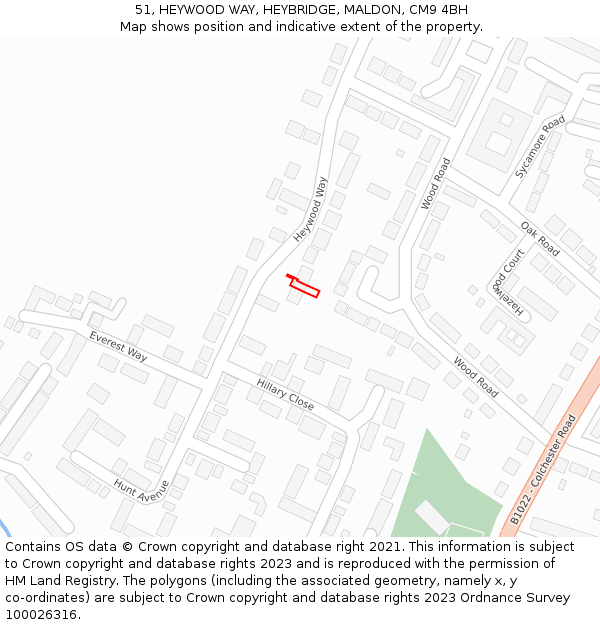51, HEYWOOD WAY, HEYBRIDGE, MALDON, CM9 4BH: Location map and indicative extent of plot