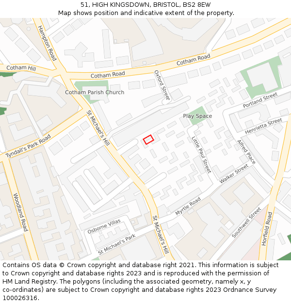 51, HIGH KINGSDOWN, BRISTOL, BS2 8EW: Location map and indicative extent of plot
