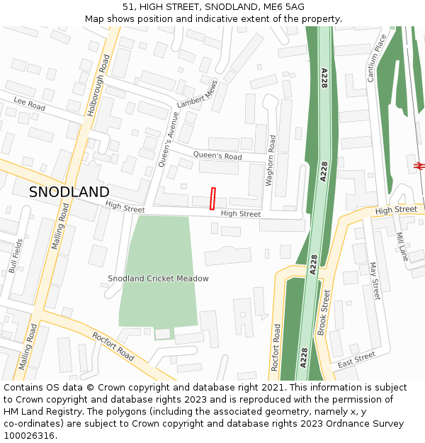 51, HIGH STREET, SNODLAND, ME6 5AG: Location map and indicative extent of plot