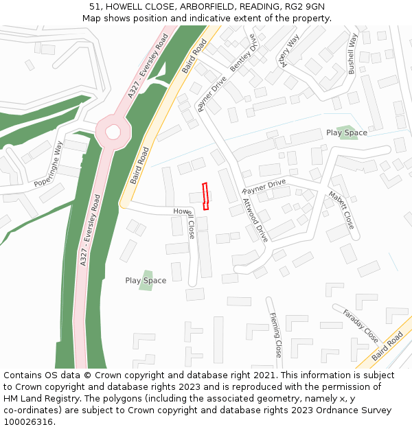 51, HOWELL CLOSE, ARBORFIELD, READING, RG2 9GN: Location map and indicative extent of plot