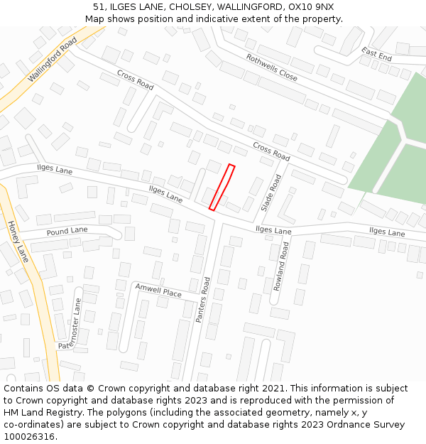 51, ILGES LANE, CHOLSEY, WALLINGFORD, OX10 9NX: Location map and indicative extent of plot