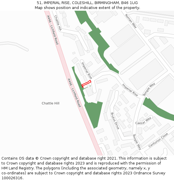 51, IMPERIAL RISE, COLESHILL, BIRMINGHAM, B46 1UG: Location map and indicative extent of plot