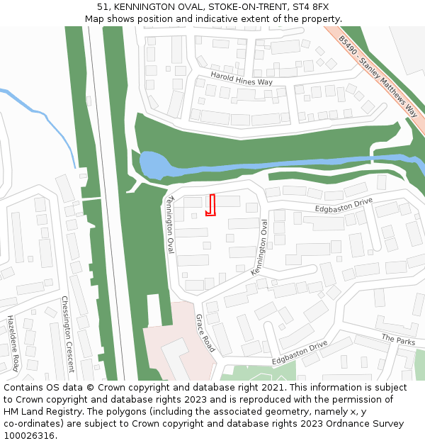 51, KENNINGTON OVAL, STOKE-ON-TRENT, ST4 8FX: Location map and indicative extent of plot