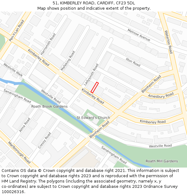 51, KIMBERLEY ROAD, CARDIFF, CF23 5DL: Location map and indicative extent of plot