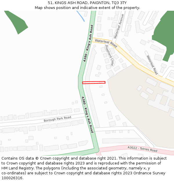 51, KINGS ASH ROAD, PAIGNTON, TQ3 3TY: Location map and indicative extent of plot
