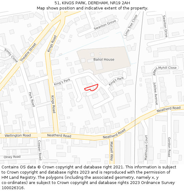 51, KINGS PARK, DEREHAM, NR19 2AH: Location map and indicative extent of plot