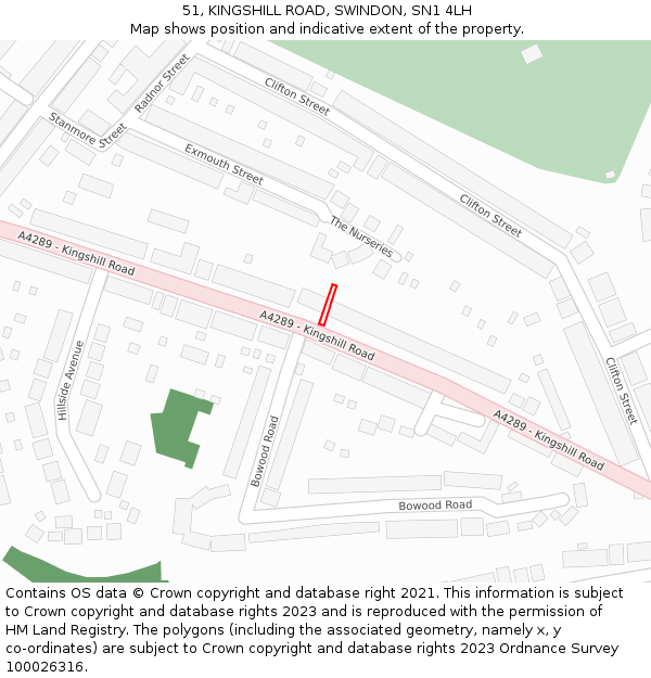 51, KINGSHILL ROAD, SWINDON, SN1 4LH: Location map and indicative extent of plot