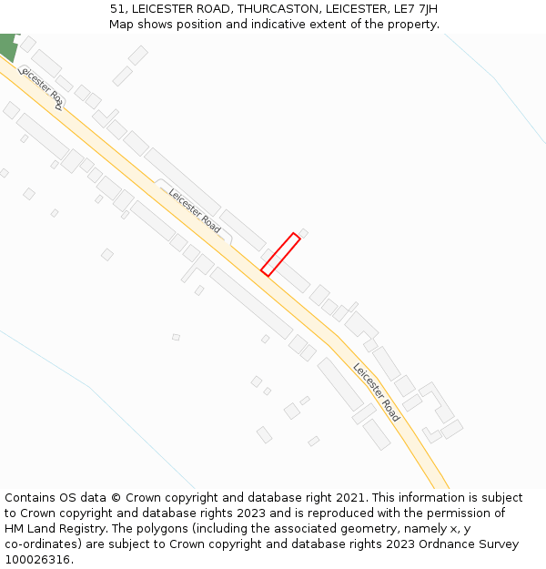 51, LEICESTER ROAD, THURCASTON, LEICESTER, LE7 7JH: Location map and indicative extent of plot