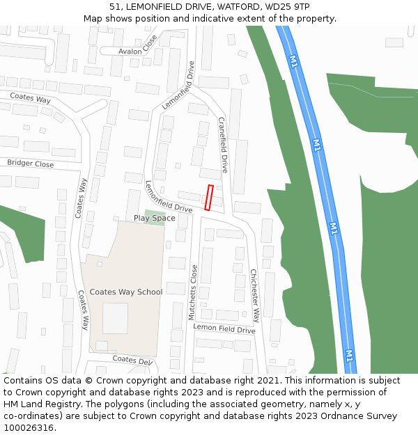 51, LEMONFIELD DRIVE, WATFORD, WD25 9TP: Location map and indicative extent of plot