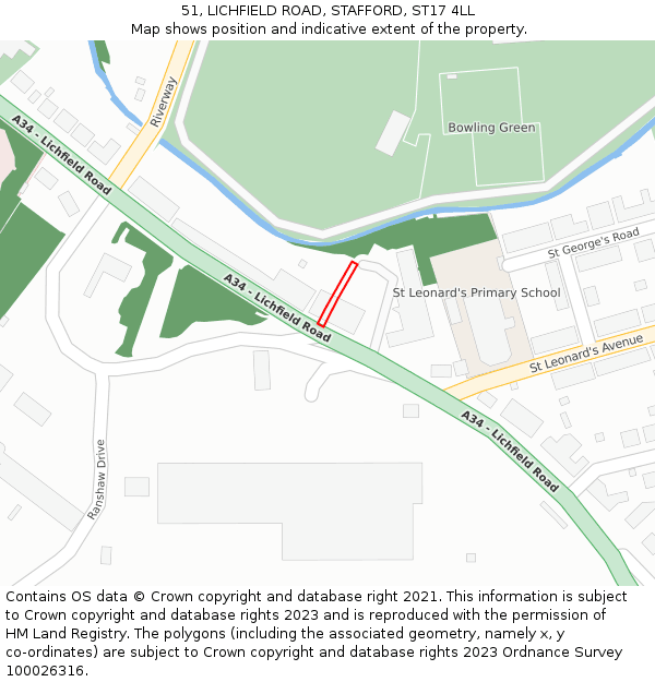 51, LICHFIELD ROAD, STAFFORD, ST17 4LL: Location map and indicative extent of plot
