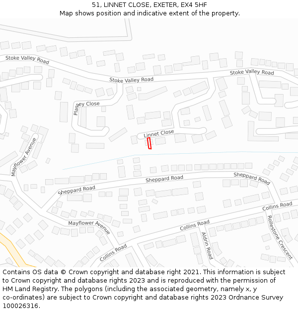51, LINNET CLOSE, EXETER, EX4 5HF: Location map and indicative extent of plot