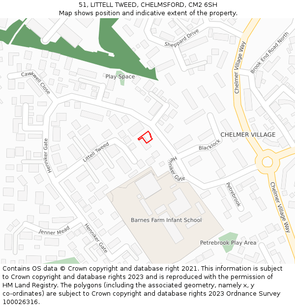 51, LITTELL TWEED, CHELMSFORD, CM2 6SH: Location map and indicative extent of plot