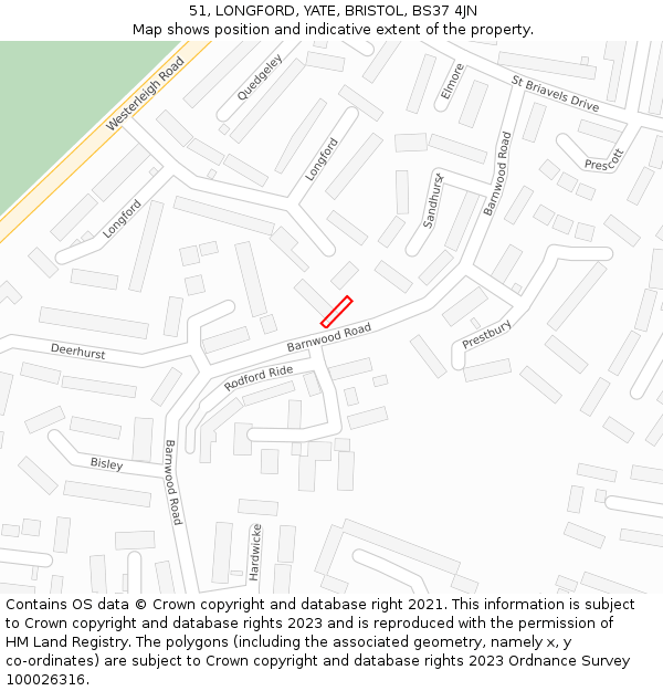 51, LONGFORD, YATE, BRISTOL, BS37 4JN: Location map and indicative extent of plot