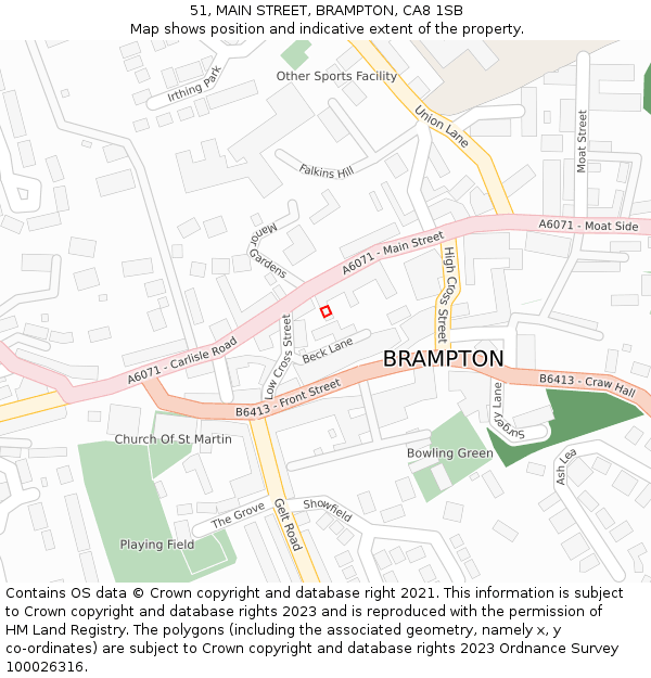51, MAIN STREET, BRAMPTON, CA8 1SB: Location map and indicative extent of plot