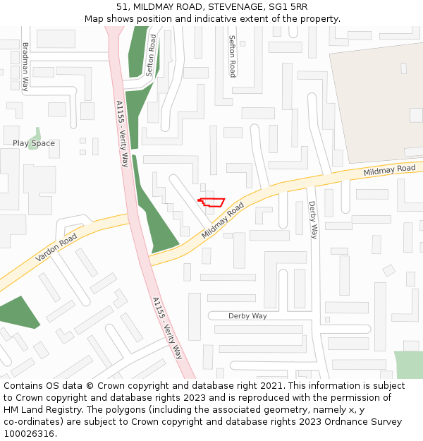 51, MILDMAY ROAD, STEVENAGE, SG1 5RR: Location map and indicative extent of plot