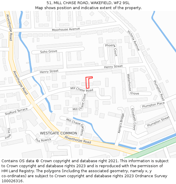 51, MILL CHASE ROAD, WAKEFIELD, WF2 9SL: Location map and indicative extent of plot