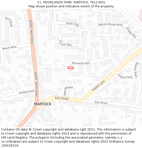 51, MOORLANDS PARK, MARTOCK, TA12 6DN: Location map and indicative extent of plot