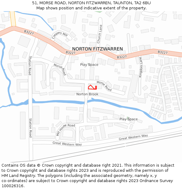 51, MORSE ROAD, NORTON FITZWARREN, TAUNTON, TA2 6BU: Location map and indicative extent of plot