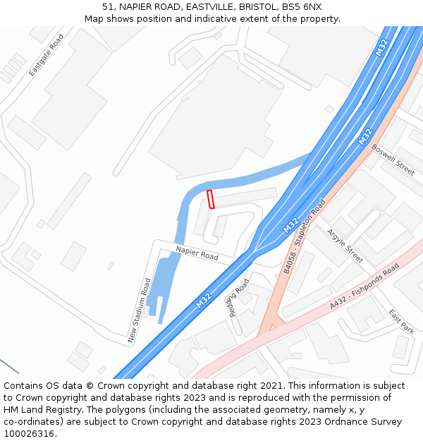 51, NAPIER ROAD, EASTVILLE, BRISTOL, BS5 6NX: Location map and indicative extent of plot